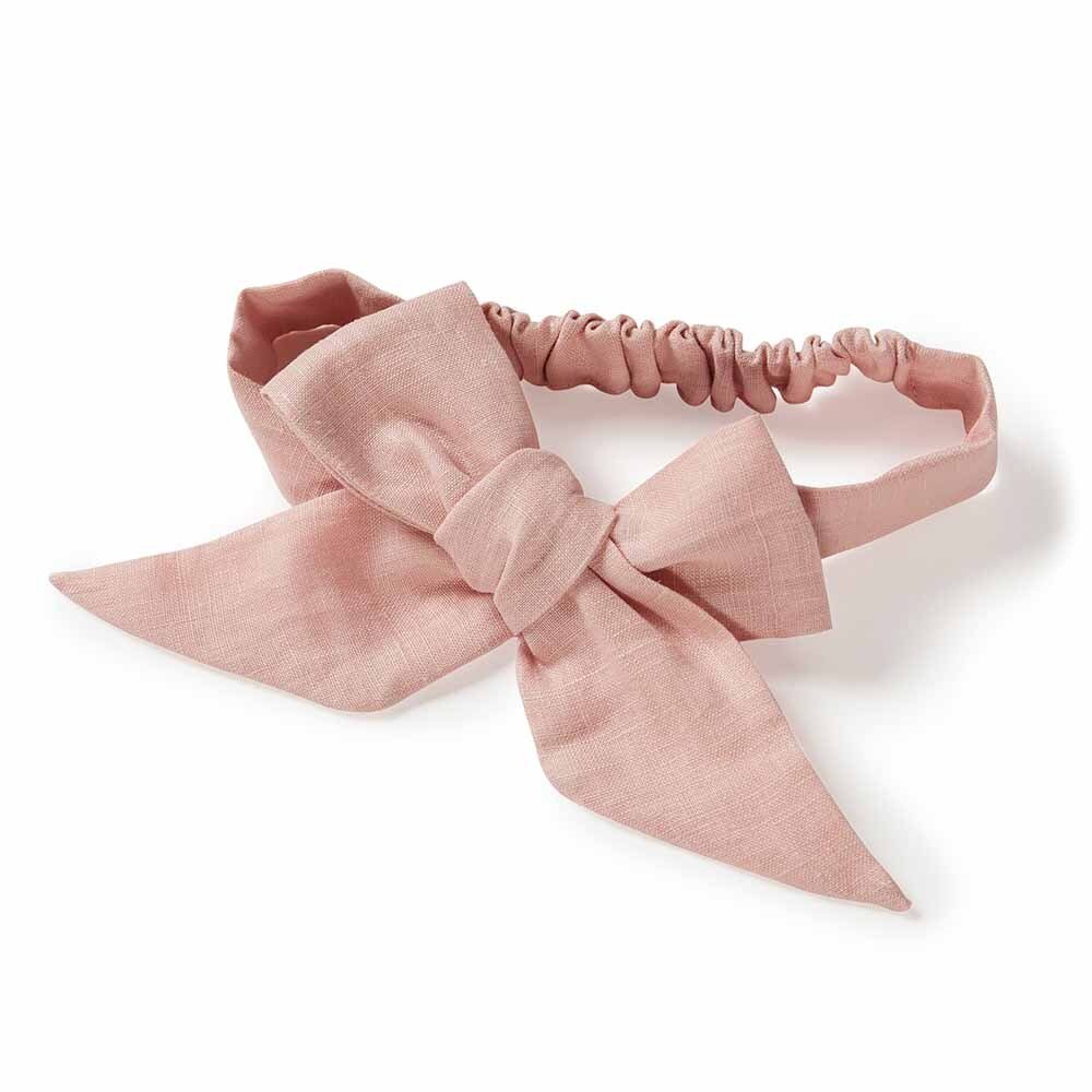 Snuggle Hunny Pre Tied Linen Bow Dusty Pink