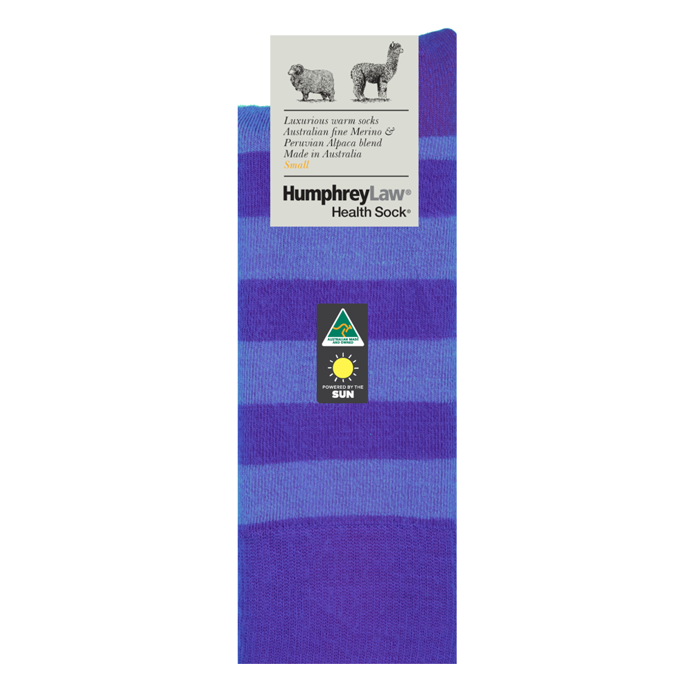 Humphrey Law Merino & Peruvian Alpaca Blend Stripe Health Sock Ultra Violet