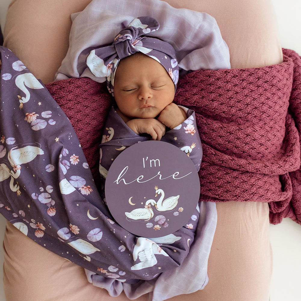 Snuggle Hunny Milestone Cards Swans & Rosa