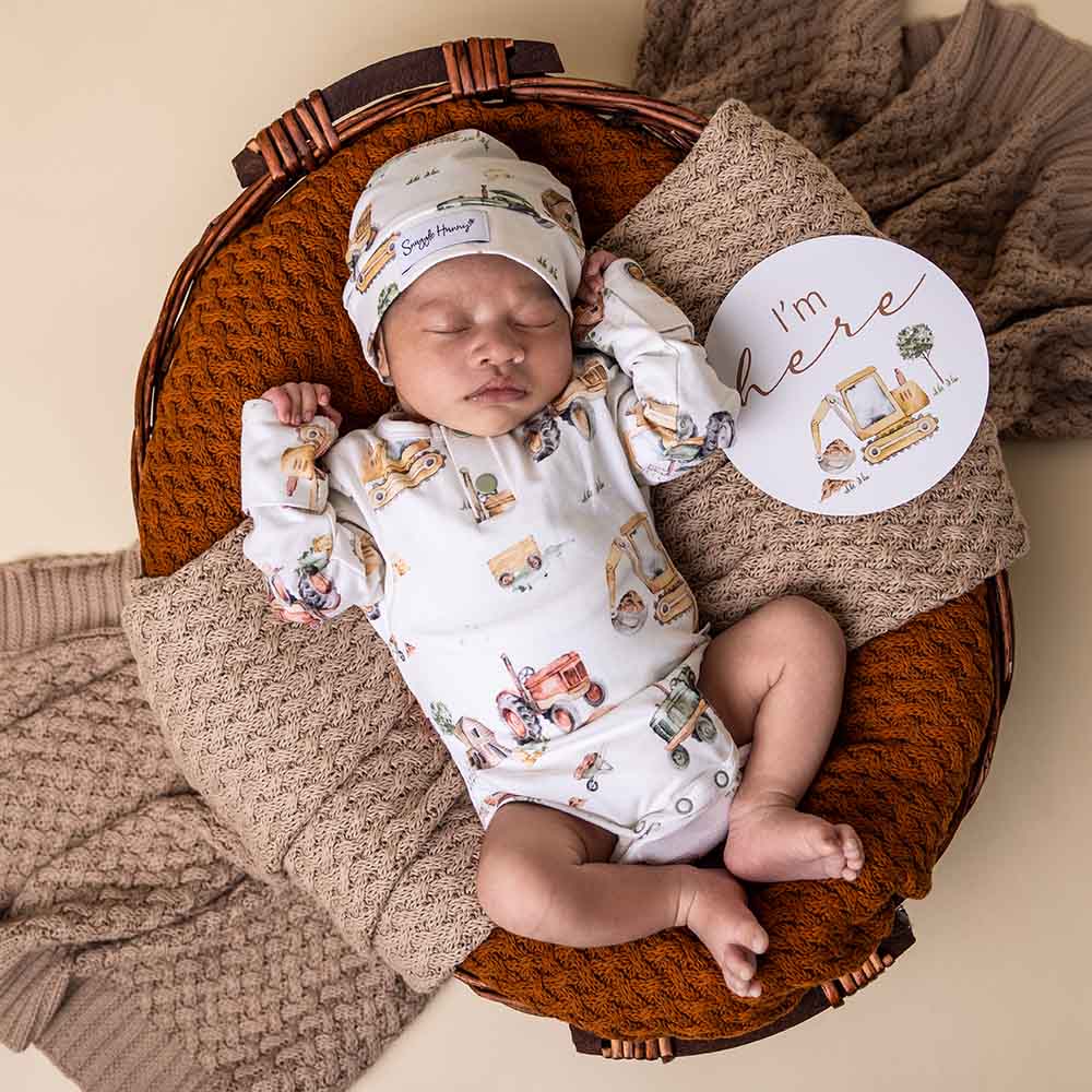 Snuggle Hunny Milestone Cards Diggers + Tractors