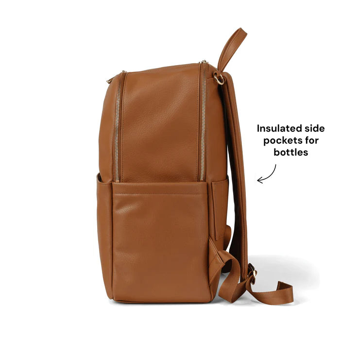 OiOi Multitasker Nappy Backpack Chestnut Brown Vegan Leather