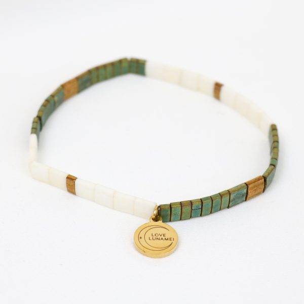 Love Bracelet Oxidised, Cream & Antique Gold