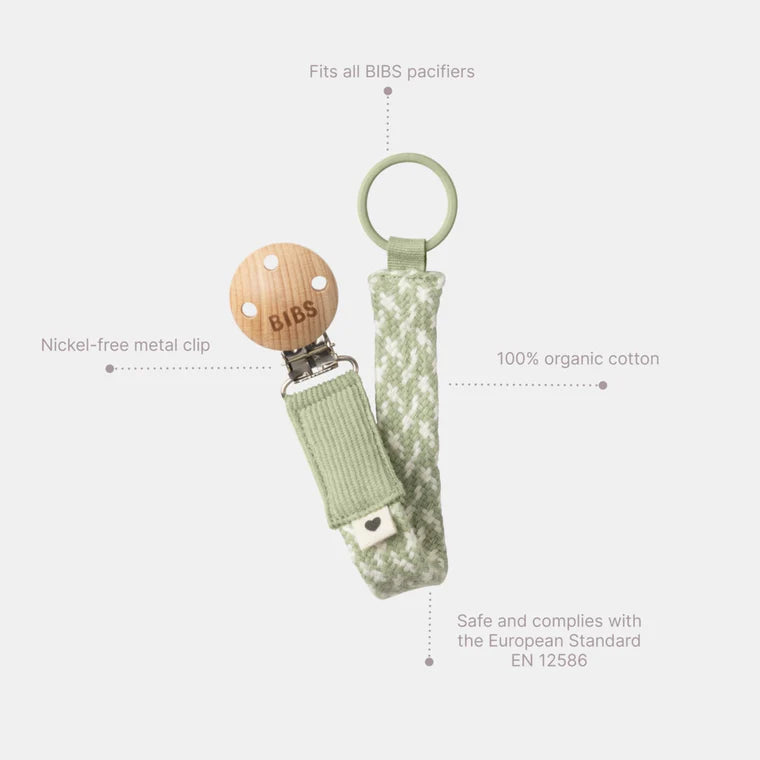 BIBS Pacifier Clip Blush Ivory