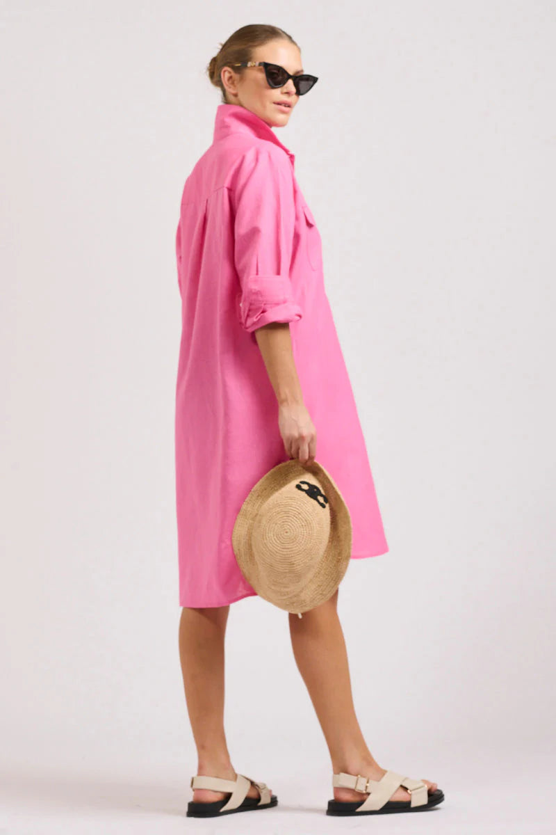 Shirty The Venus Linen Shirtdress Hot Pink