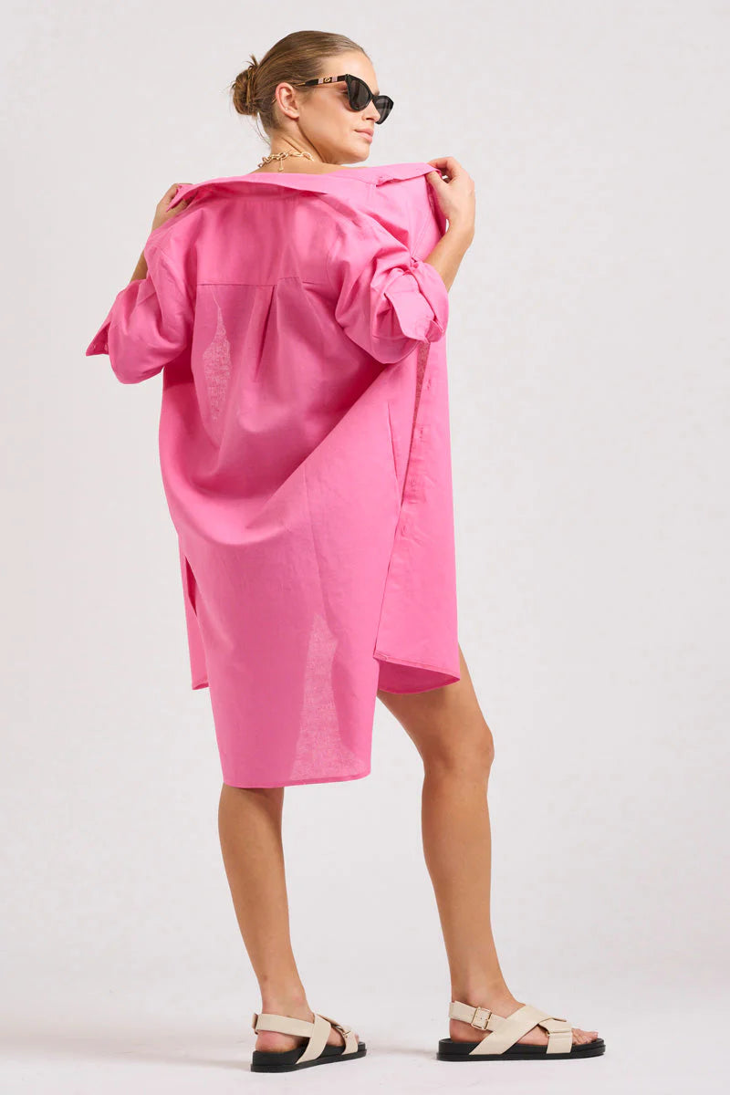Shirty The Venus Linen Shirtdress Hot Pink