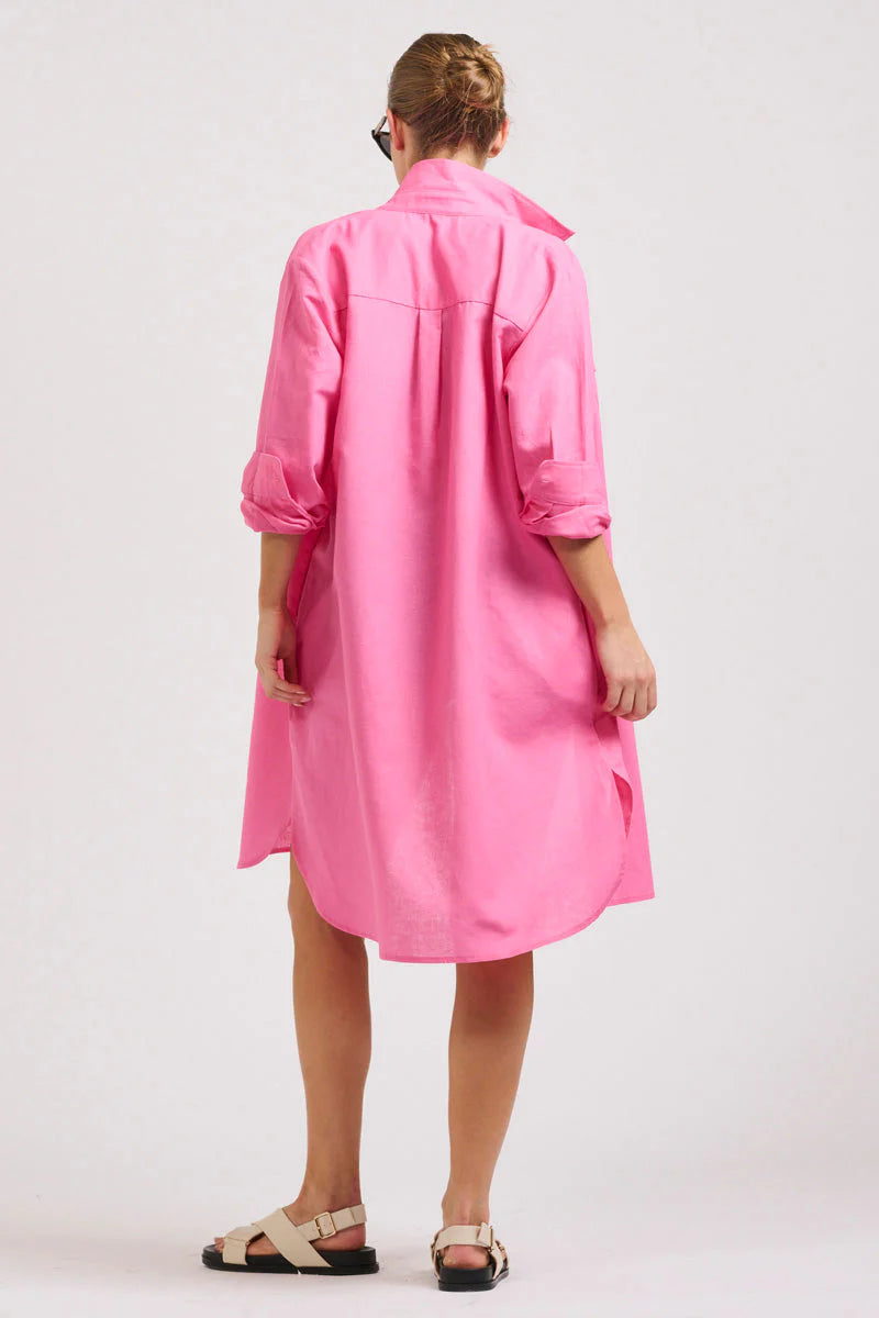 Shirty The Venus Linen Shirtdress Hot Pink