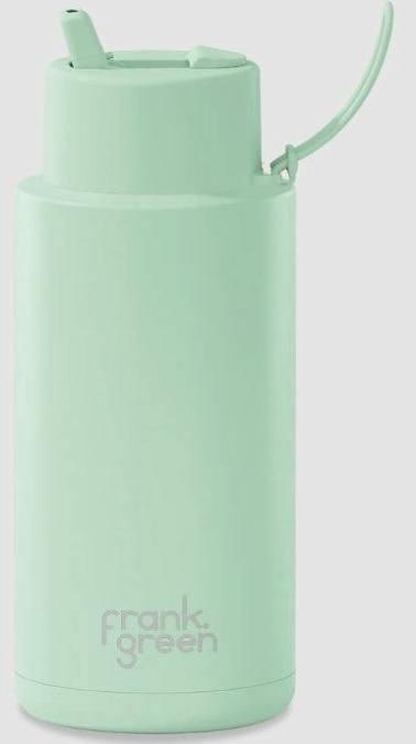 Frank Green Stainless Steel Ceramic Reusable Bottle Mint Gelato With Flip Straw Lid 34oz/1,000ml