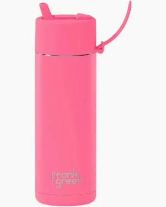 Frank Green Stainless Steel Ceramic Reusable Bottle Bubblegum Blast With Flip Straw Lid 20oz/595ml