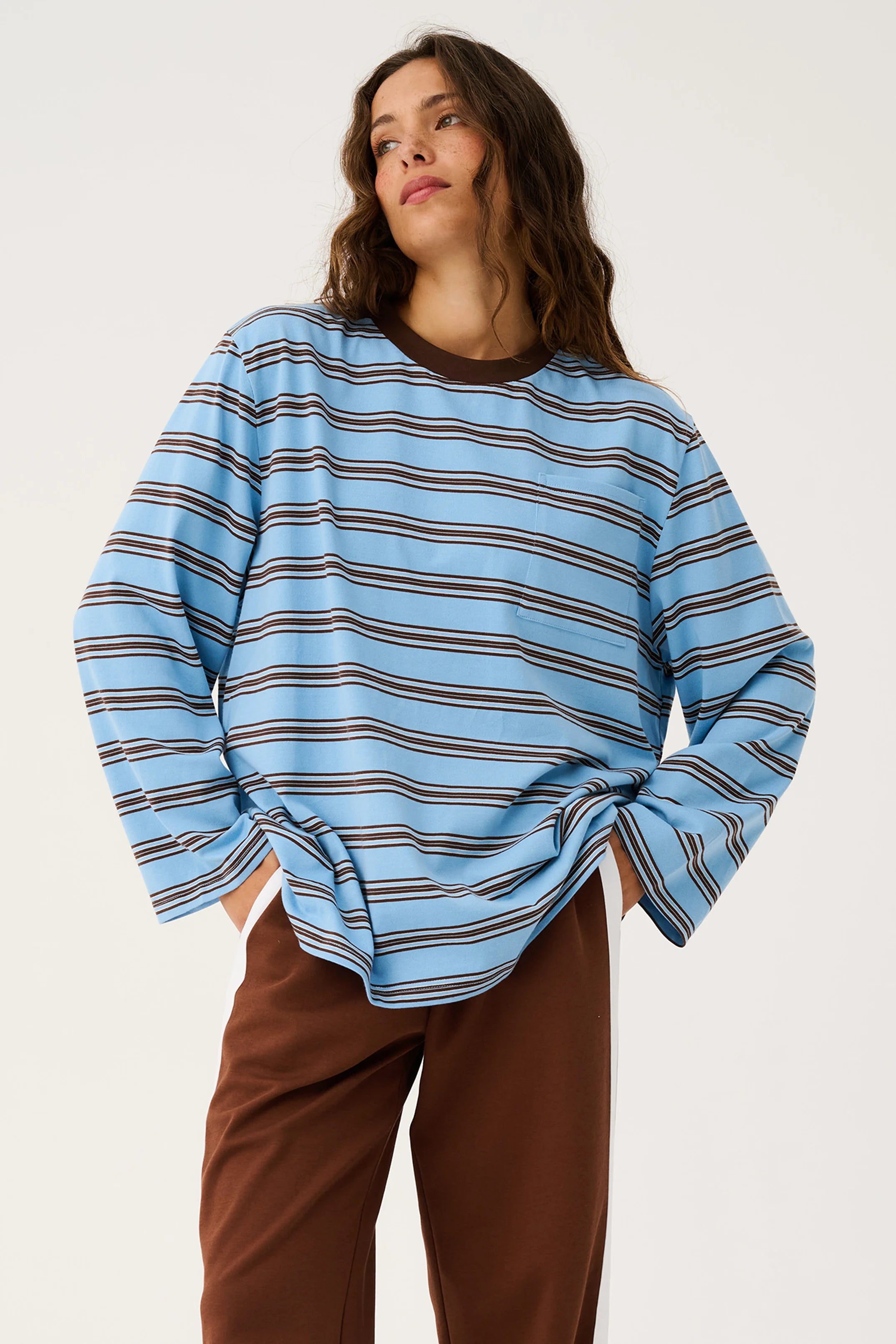 Cartel & Willow Harley Long Sleeve Truffle/Ice Stripe