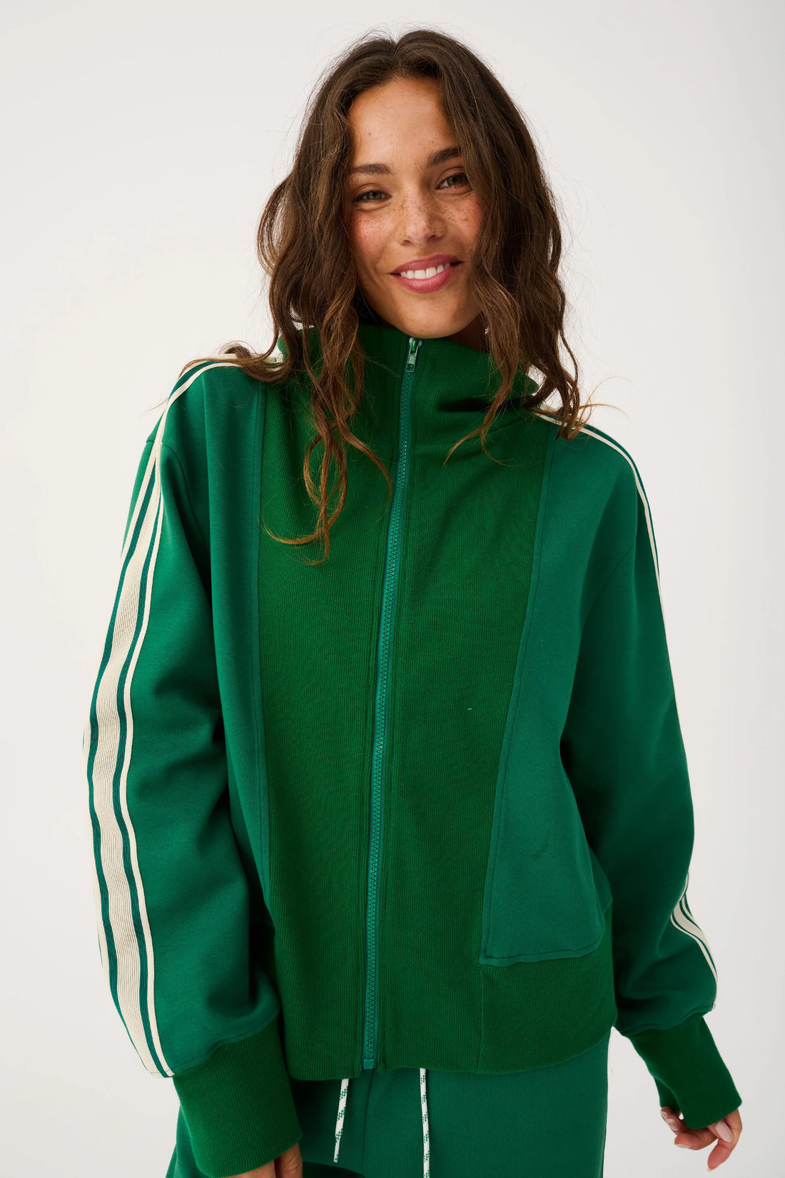 Cartel & Willow Corey Zip Through Sweater Tide