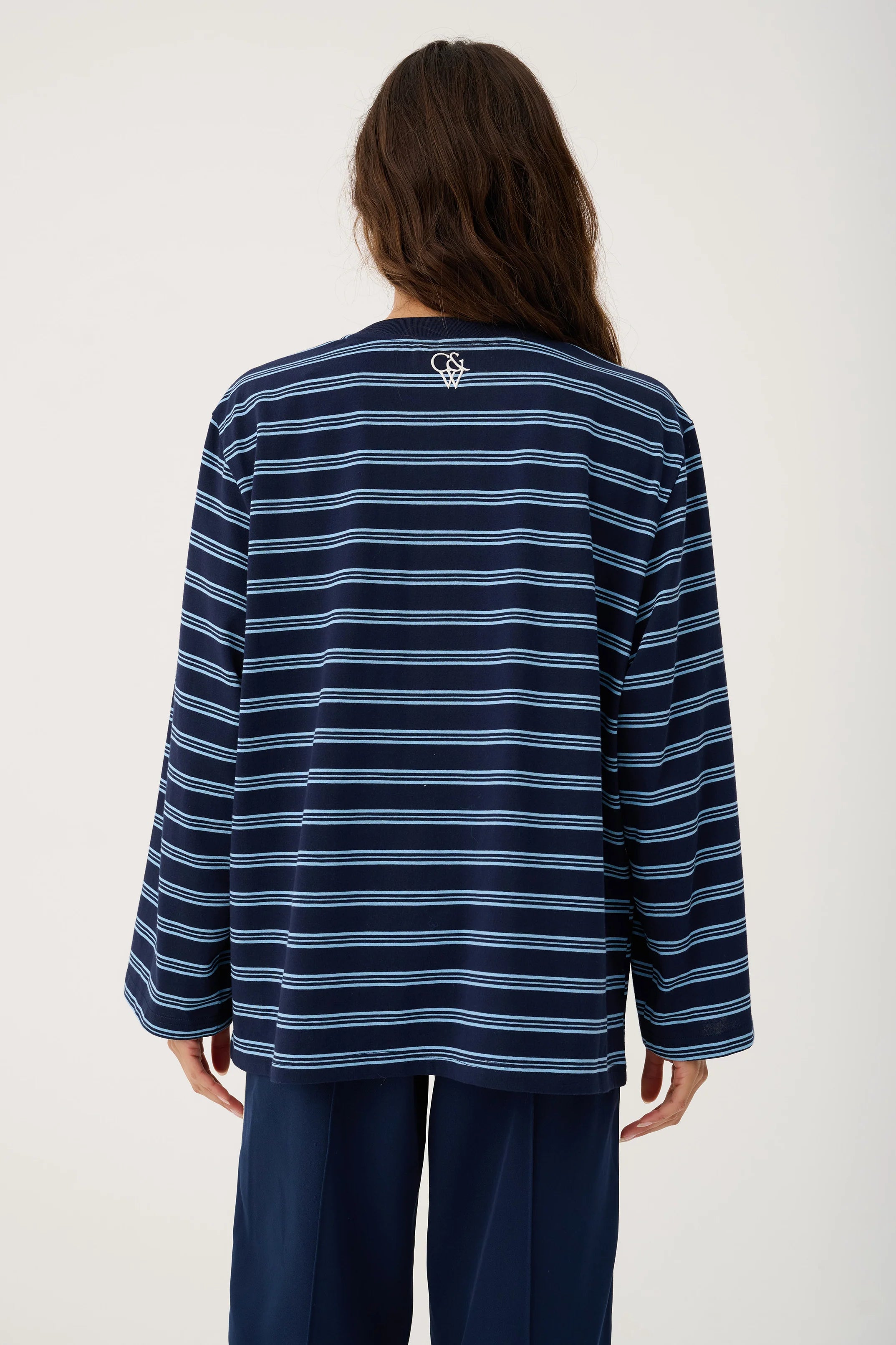 Cartel & Willow Harley Long Sleeve Navy Stripe