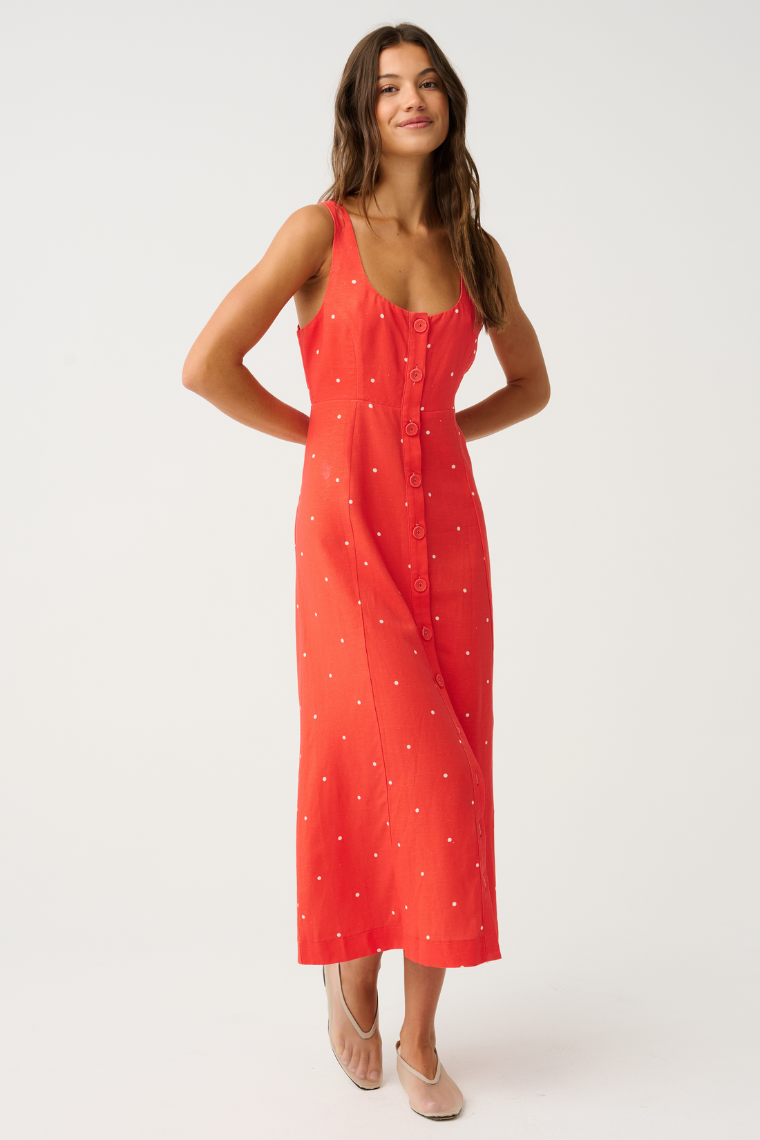 Cartel & Willow Constance Midi Dress Mandarin Spot