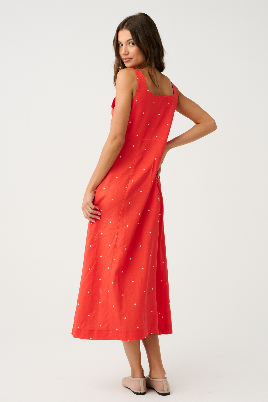 Cartel & Willow Constance Midi Dress Mandarin Spot
