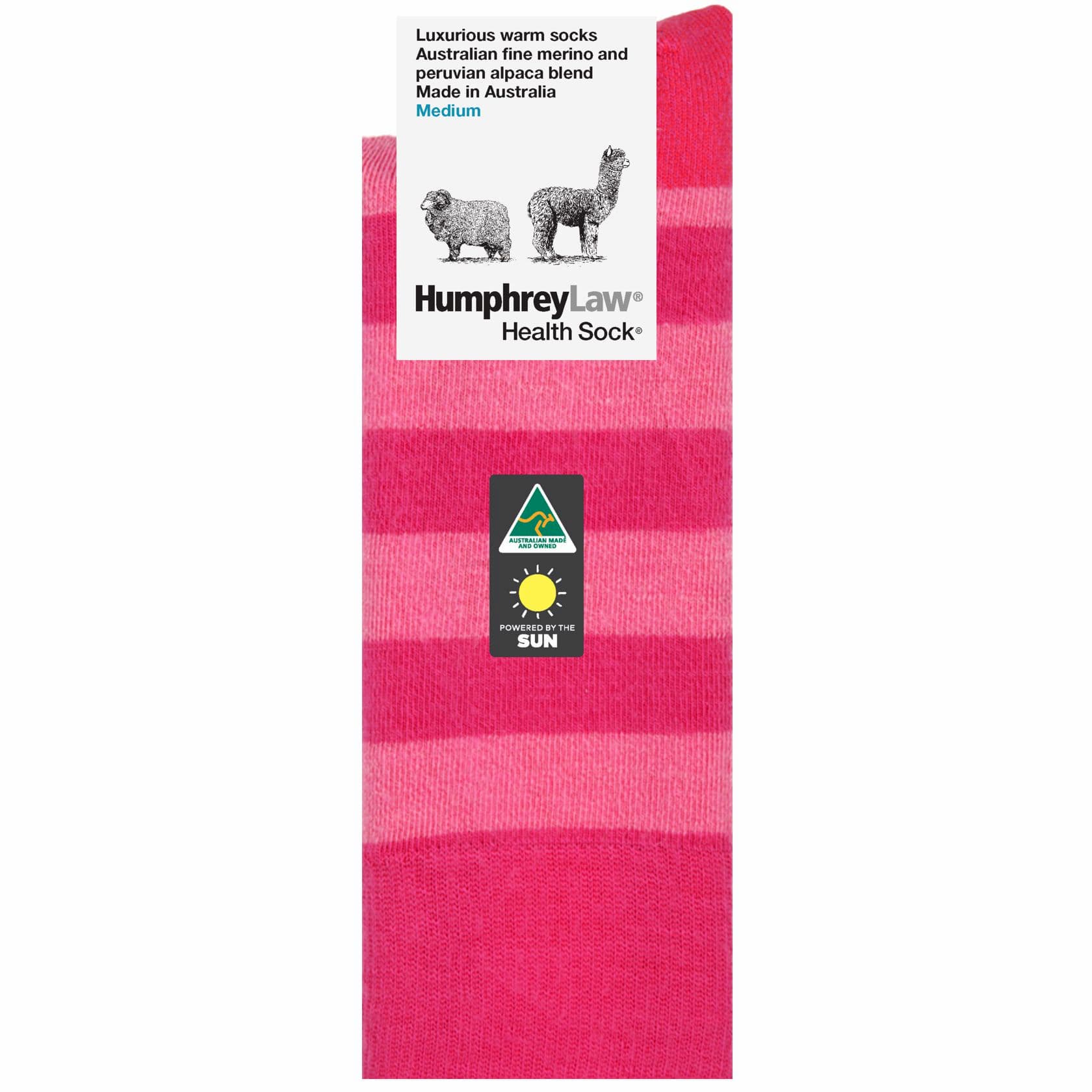 Humphrey Law Merino & Peruvian Alpaca Blend Stripe Health Sock Fuchsia