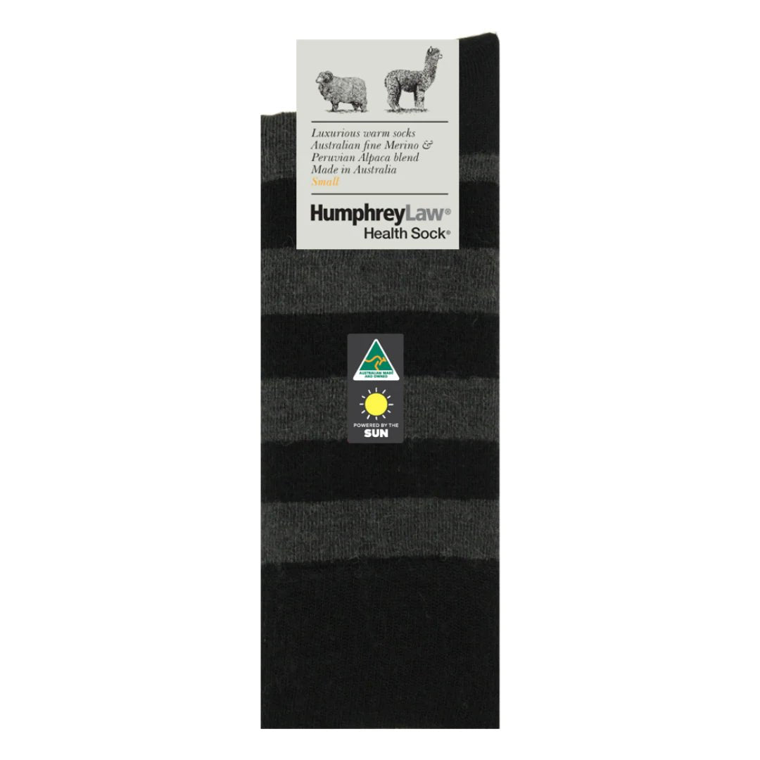 Humphrey Law Merino & Peruvian Alpaca Blend Stripe Health Sock Black