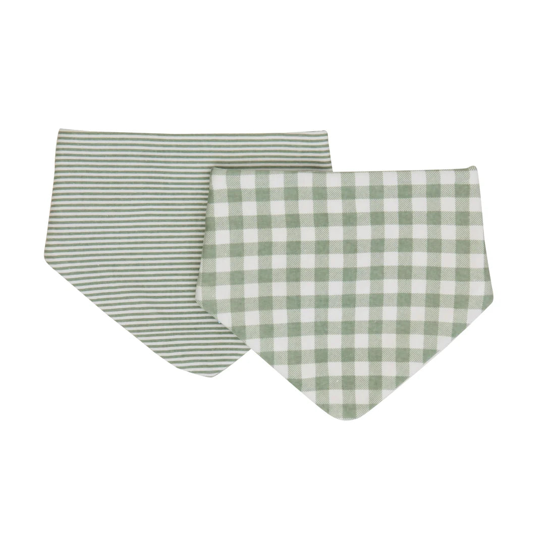 All4Ella Bandana Bibs 2pk Gingham Sage