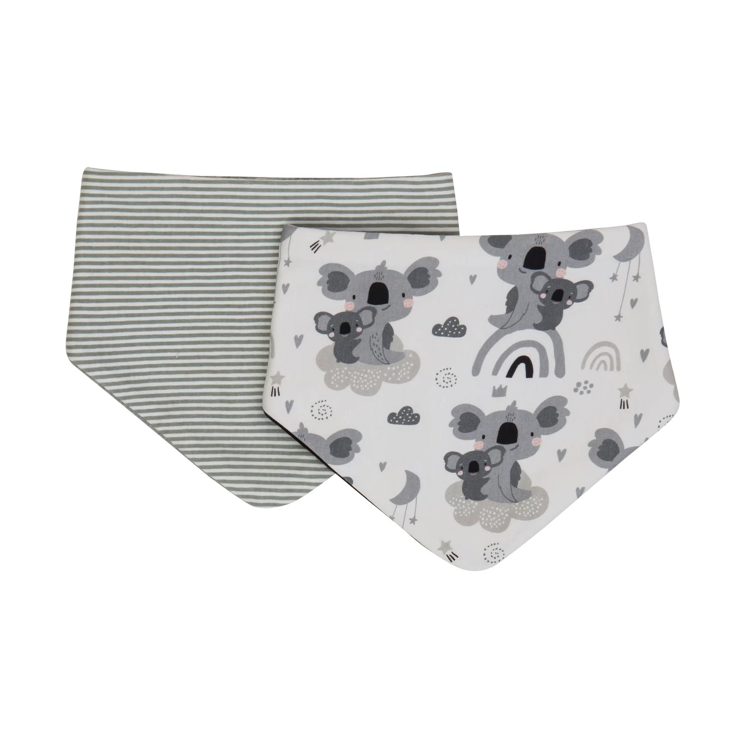 All4Ella Bandana Bibs 2pk Koala Grey