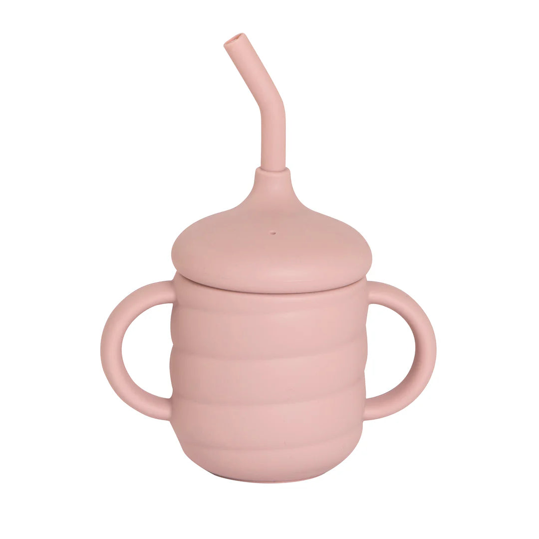 Silicone Sippy Cup With Straw Dusty Pink