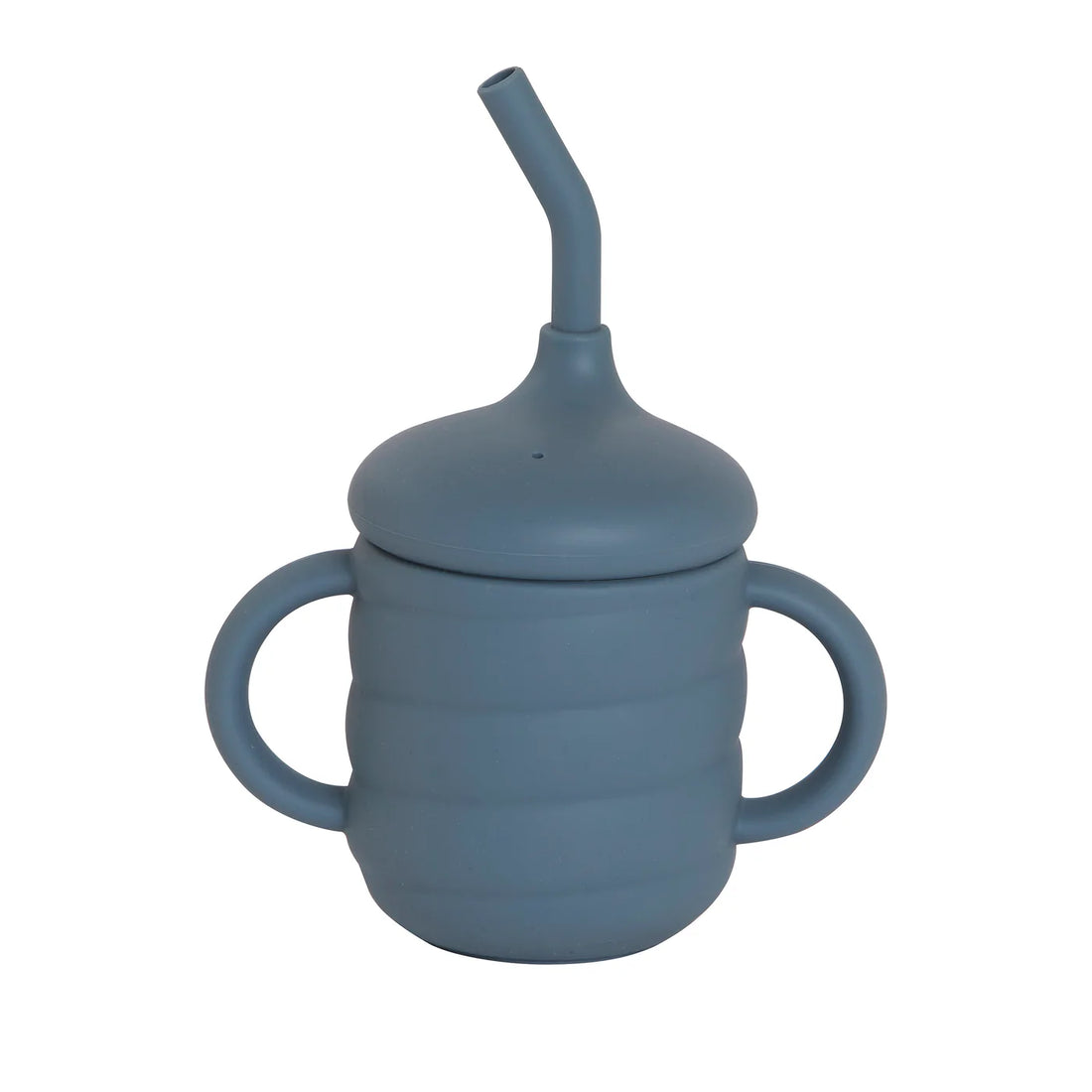 Silicone Sippy Cup With Straw Slate Blue