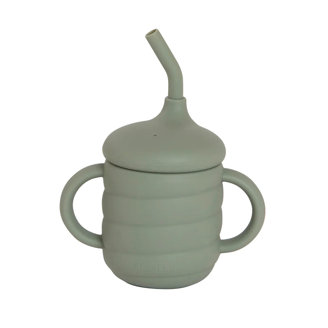 Silicone Sippy Cup With Straw Olive