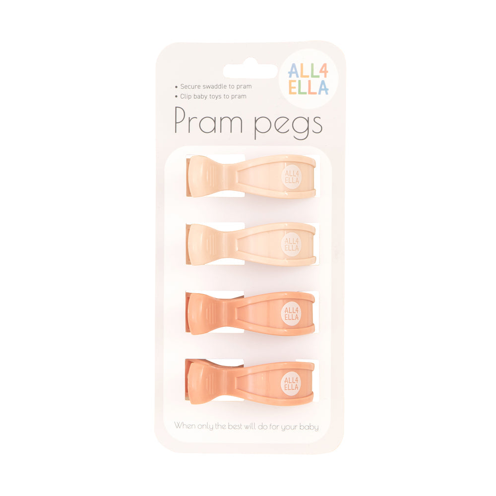 All4Ella 4Pk Pram Pegs Steel Cream/Peach