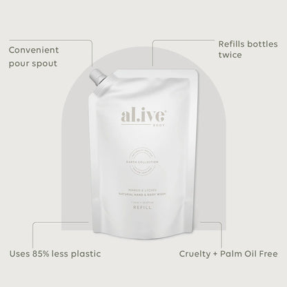 Al.ive Mango &amp; Lychee Hand &amp; Body Wash Refill 1 Litre