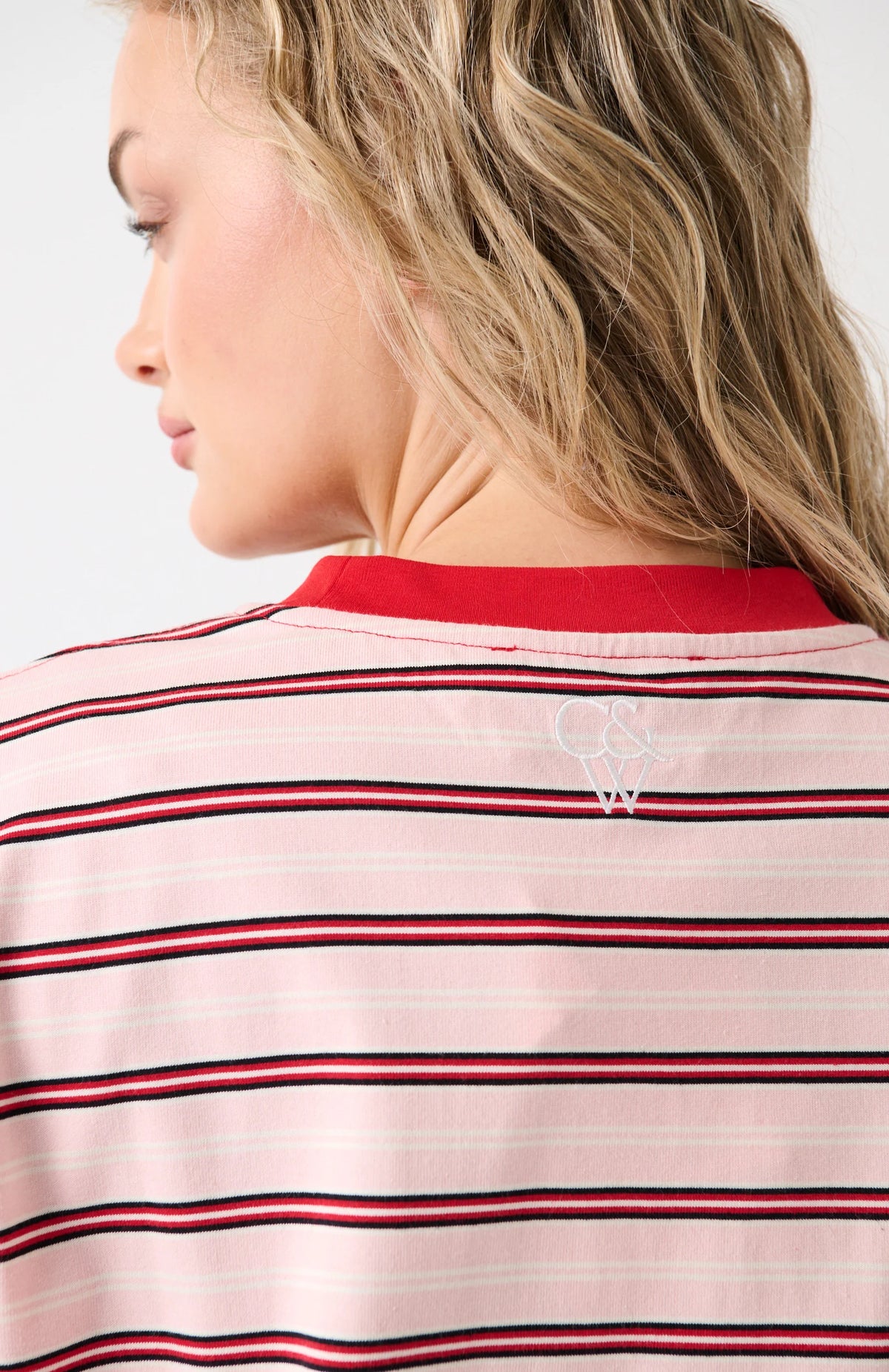 Cartel &amp; Willow Felix Long Sleeve Red Pink Stripe