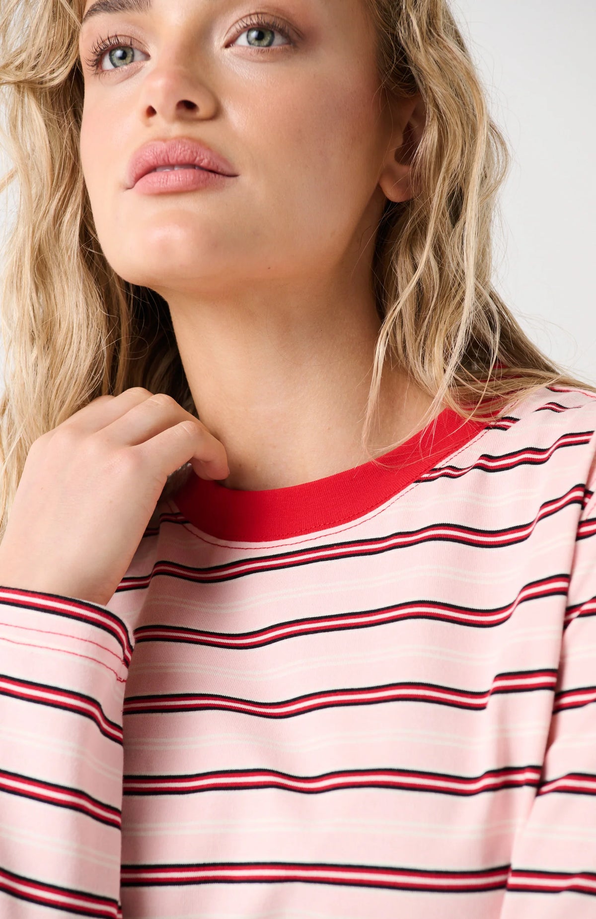 Cartel &amp; Willow Felix Long Sleeve Red Pink Stripe