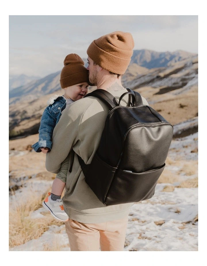 OiOi Multitasker Nappy Backpack Black Dimple Vegan Leather