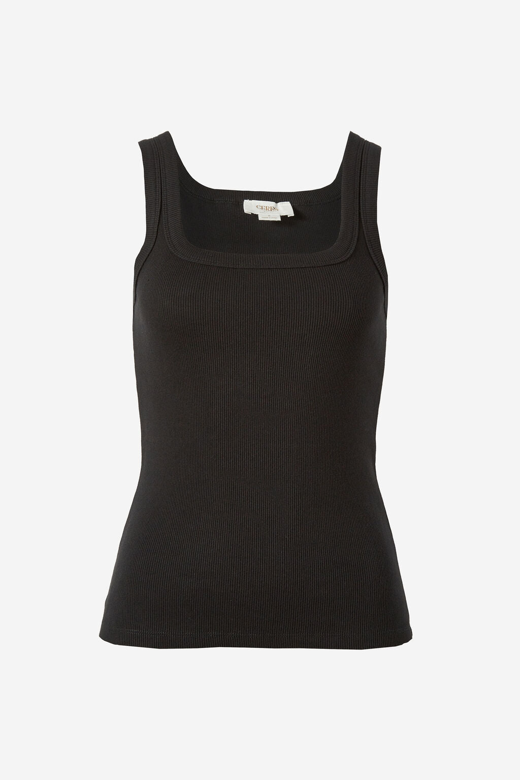 Ceres Contour Rib Square Neck Tank Black