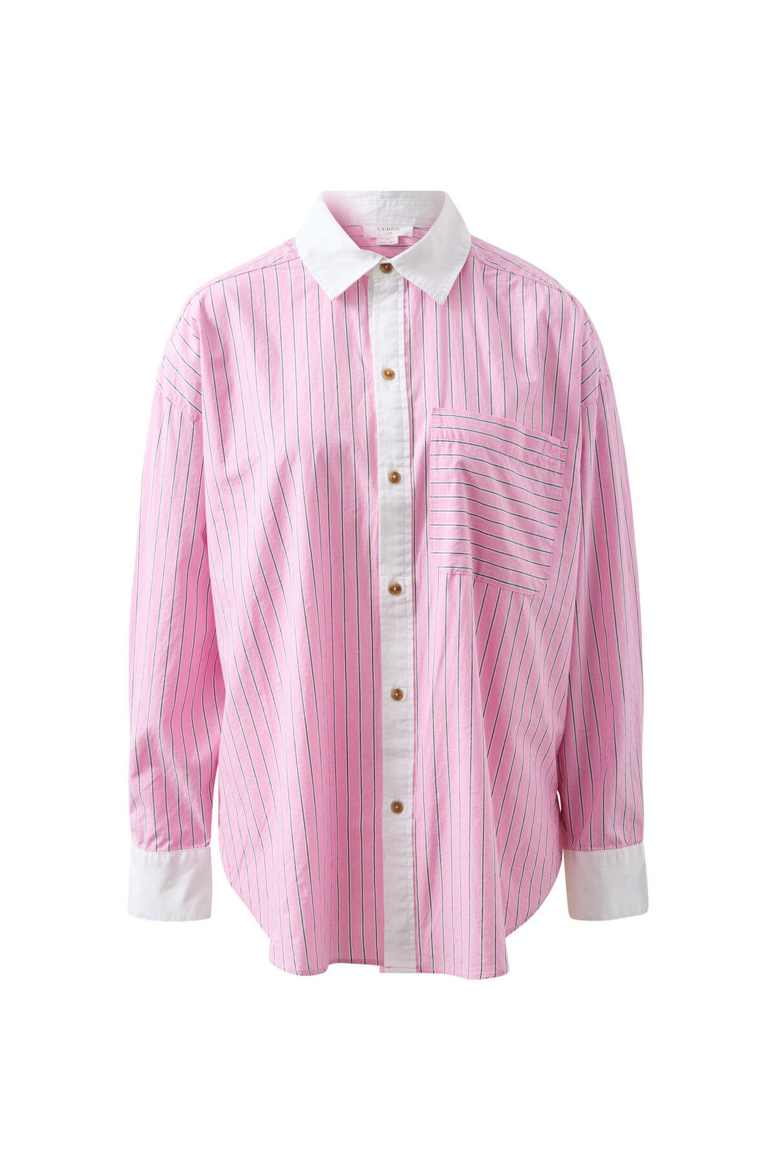 Ceres Peta Oversized Shirt/Hibiscus Pink Tripe Stripe