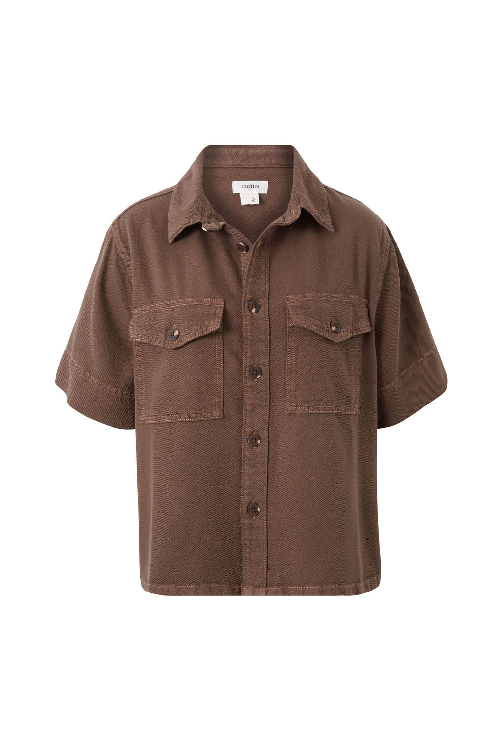 Ceres Short Sleeve Boxy Shirt Mocha