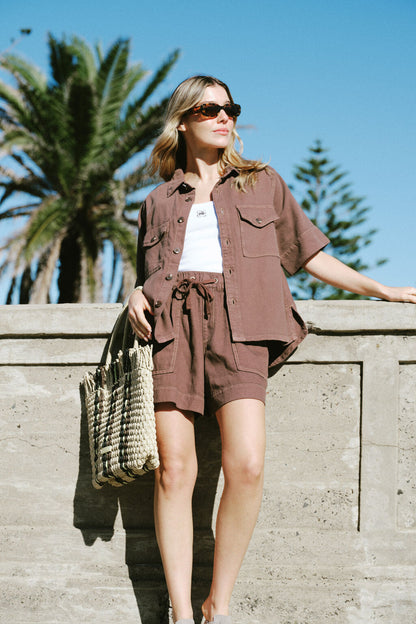 Ceres Short Sleeve Boxy Shirt Mocha