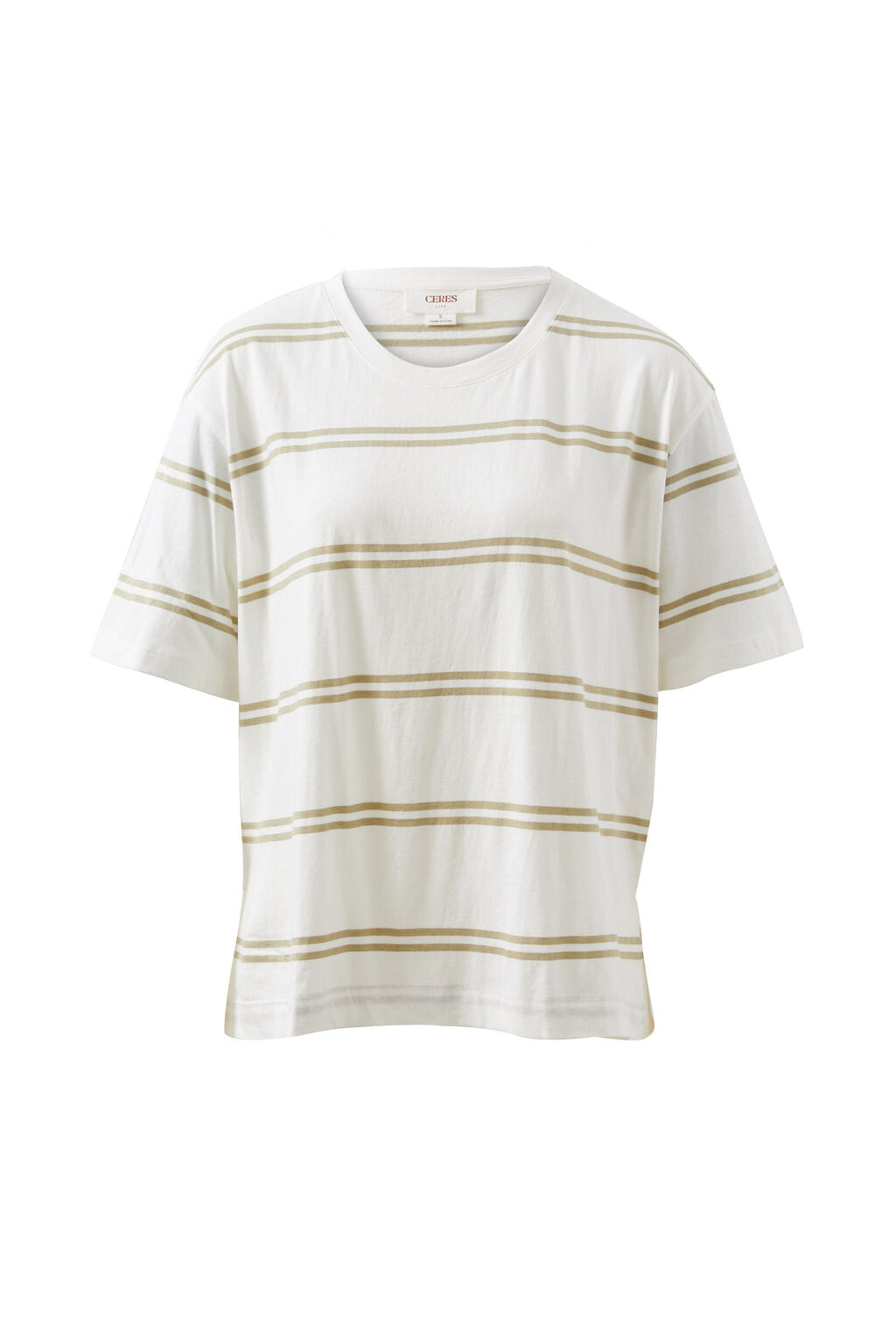 Ceres Slouchy Split Hem Tee/Vanilla/Matcha/Double Stripe