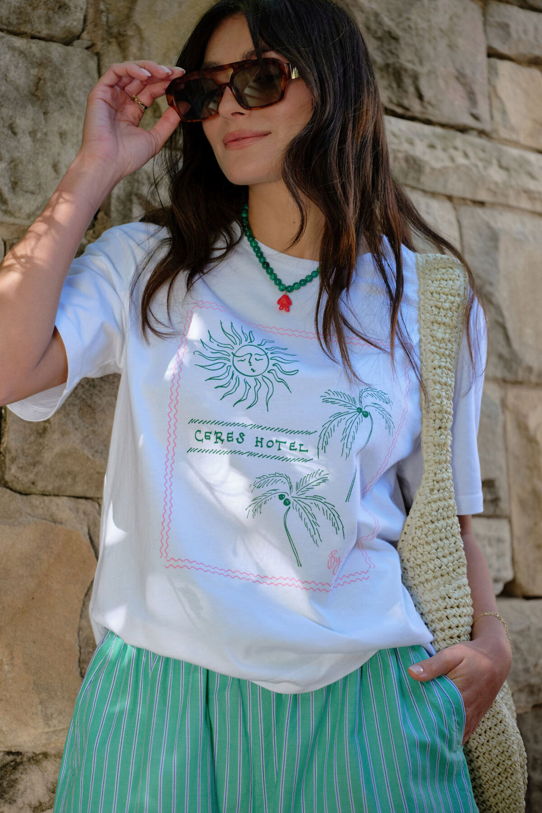 Ceres Stevie Slouchy Tee White/Ceres Hotel