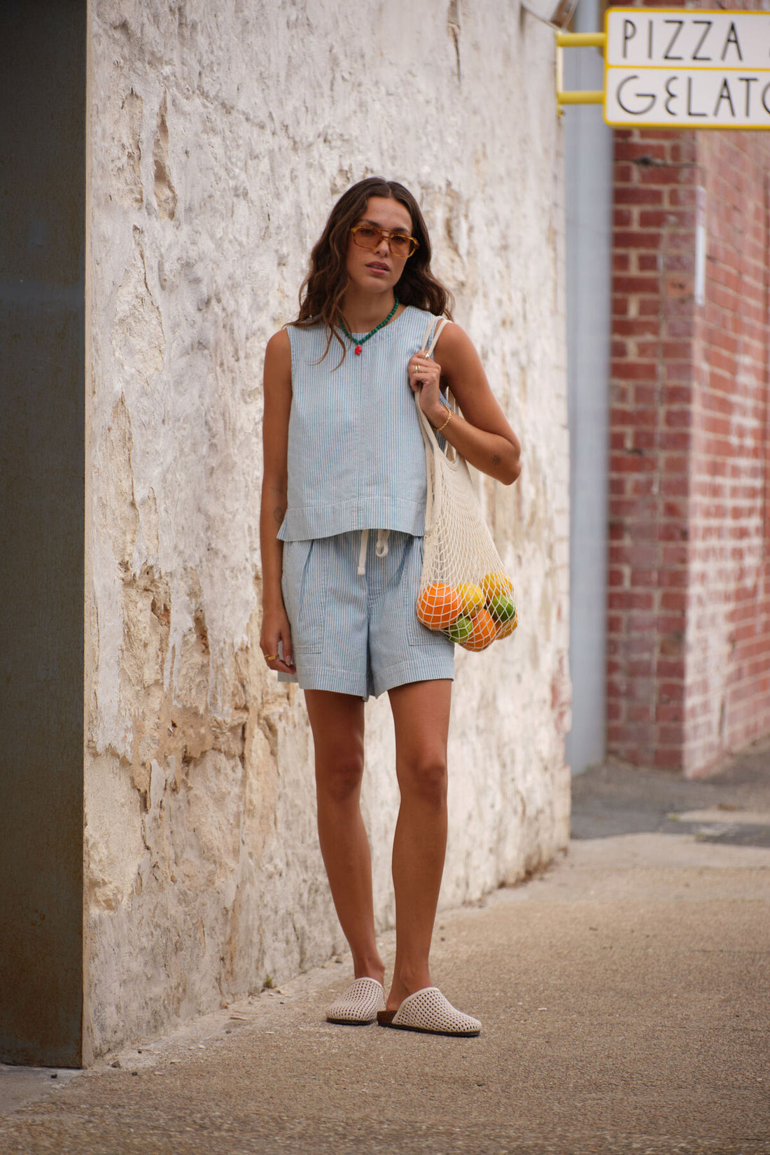 Ceres Darcy Relaxed Everyday Short Indigo/White Stripe