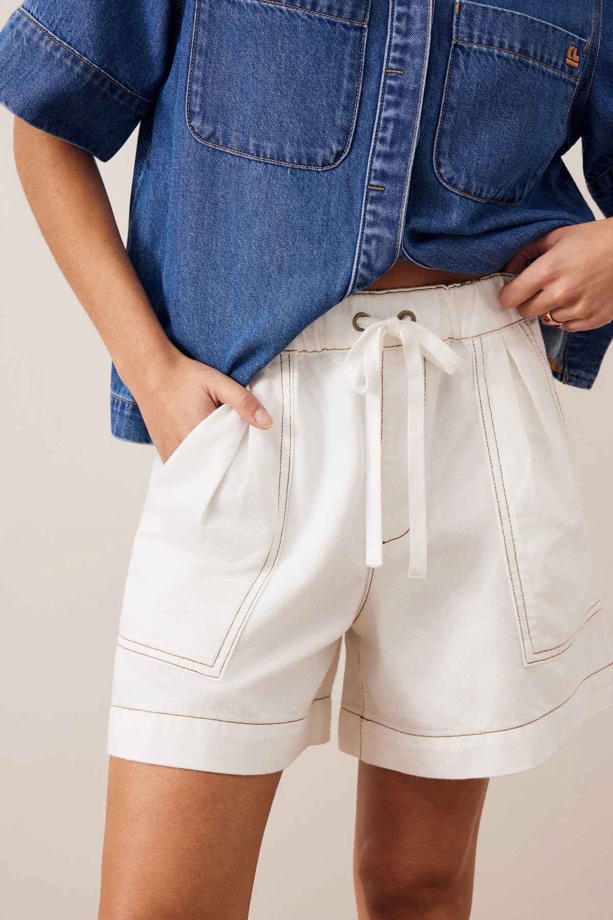 Ceres Life Darcy Relaxed Everyday Shorts Ecru