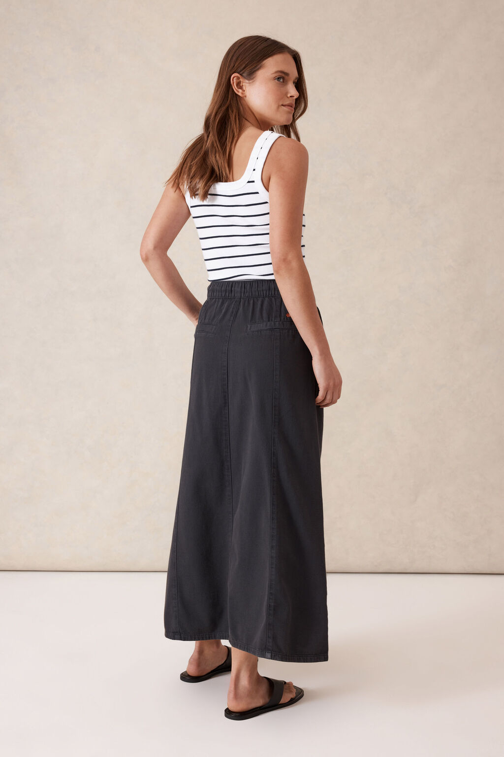 Panelled Maxi Skirt Washed Black