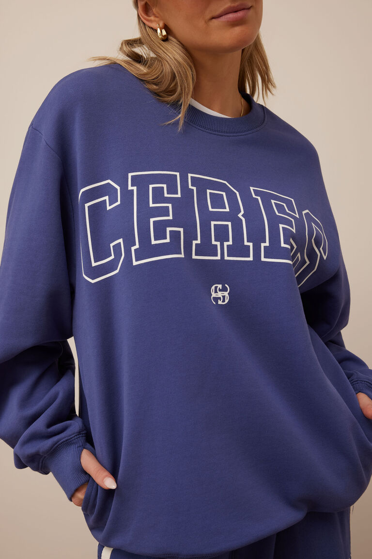 Ceres Life Isla Oversized Slo Washed Navy White Heritage Logo