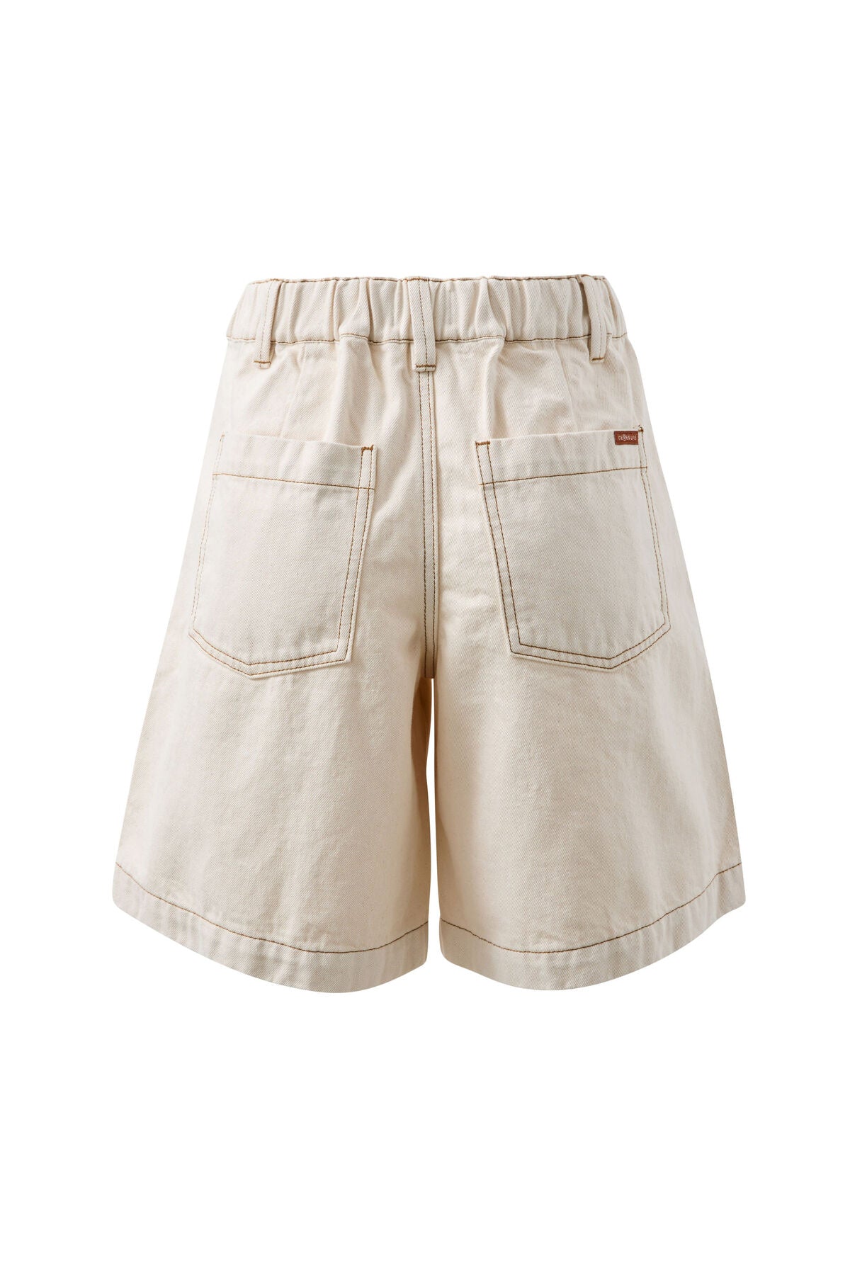 Ceres Sylvie Longline Pleat Denim Short Natural Ecru