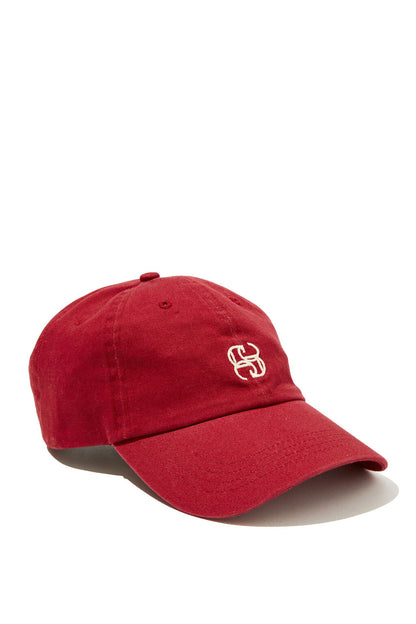 Ceres Monogram Cap Deep Red Ecru Stitch Monogram O/S