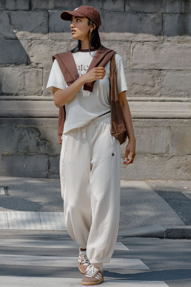 Ceres Life Bowie Barrel Leg Track Pants Buff