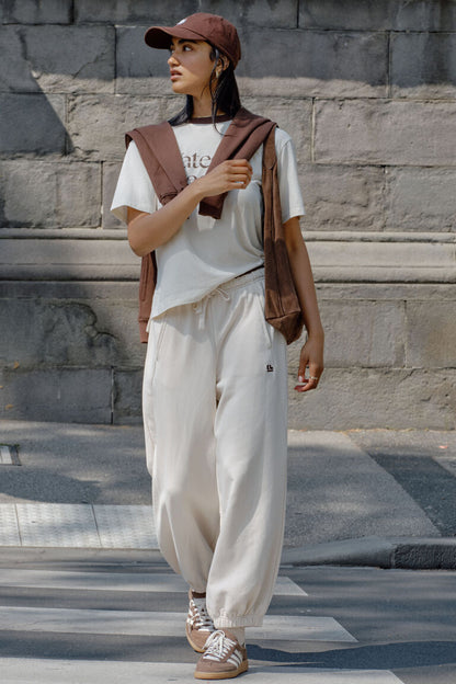 Ceres Life Bowie Barrel Leg Track Pants Buff