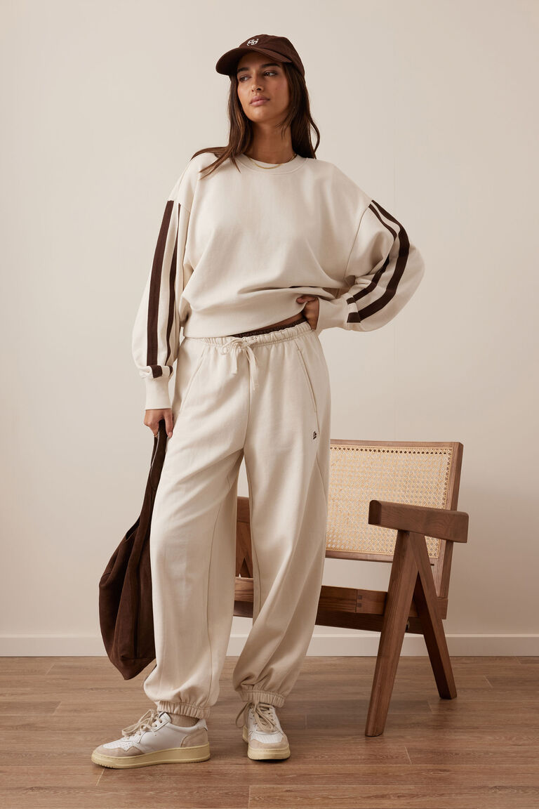 Ceres Life Bowie Barrel Leg Track Pants Buff