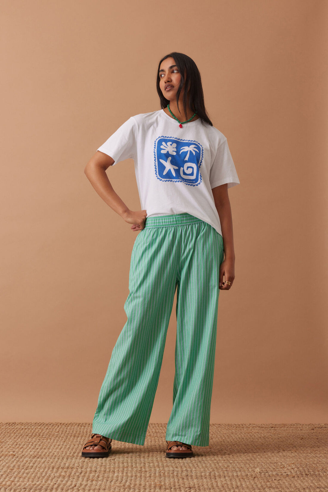 Ceres The Lounge Pant Zesty Green Triple Stripe