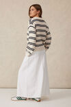 Ceres Funnel Neck Stripe Cardigan Ecru/Navy Stripe