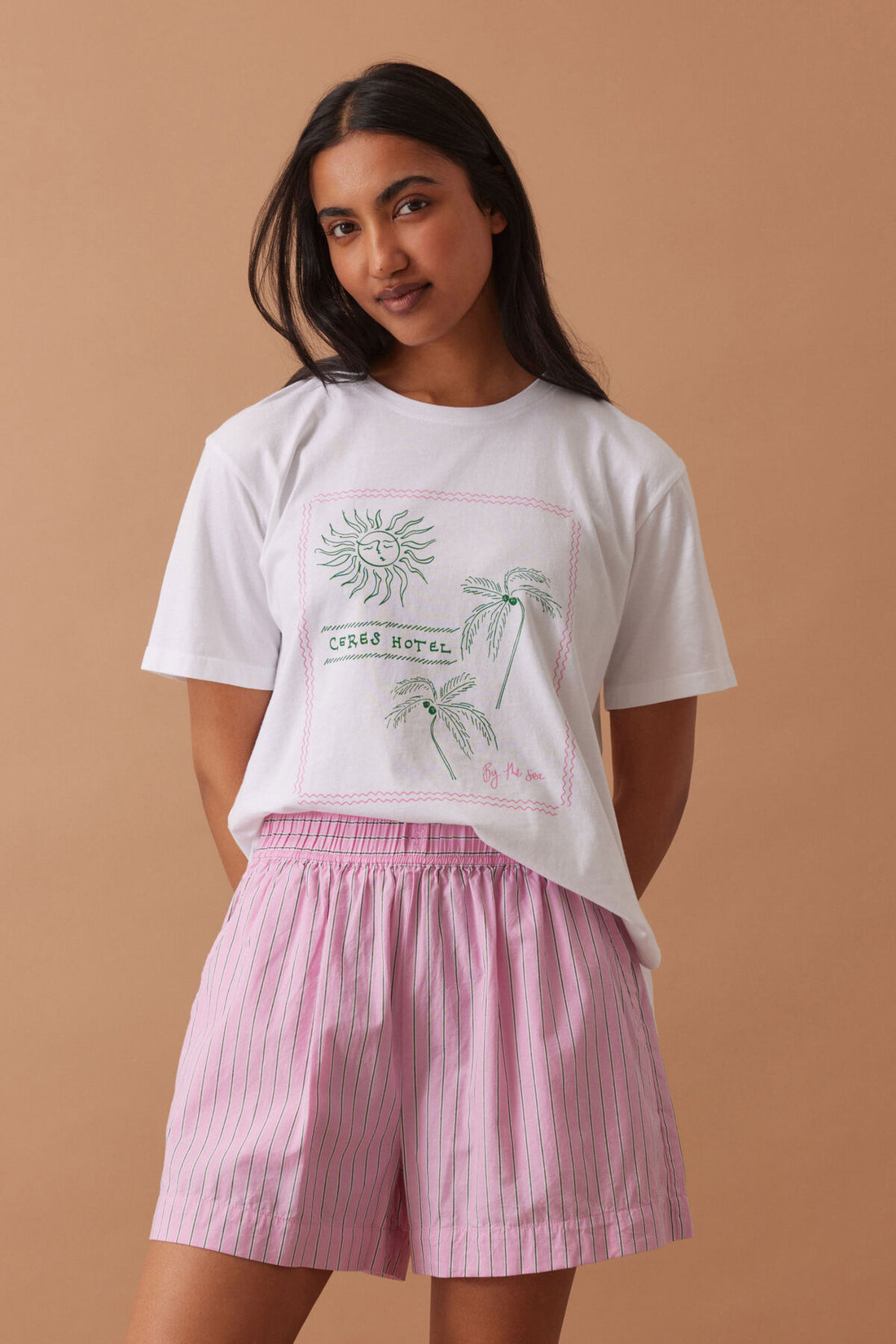 Ceres Mila Short Hibiscus Pink Triple Stripe