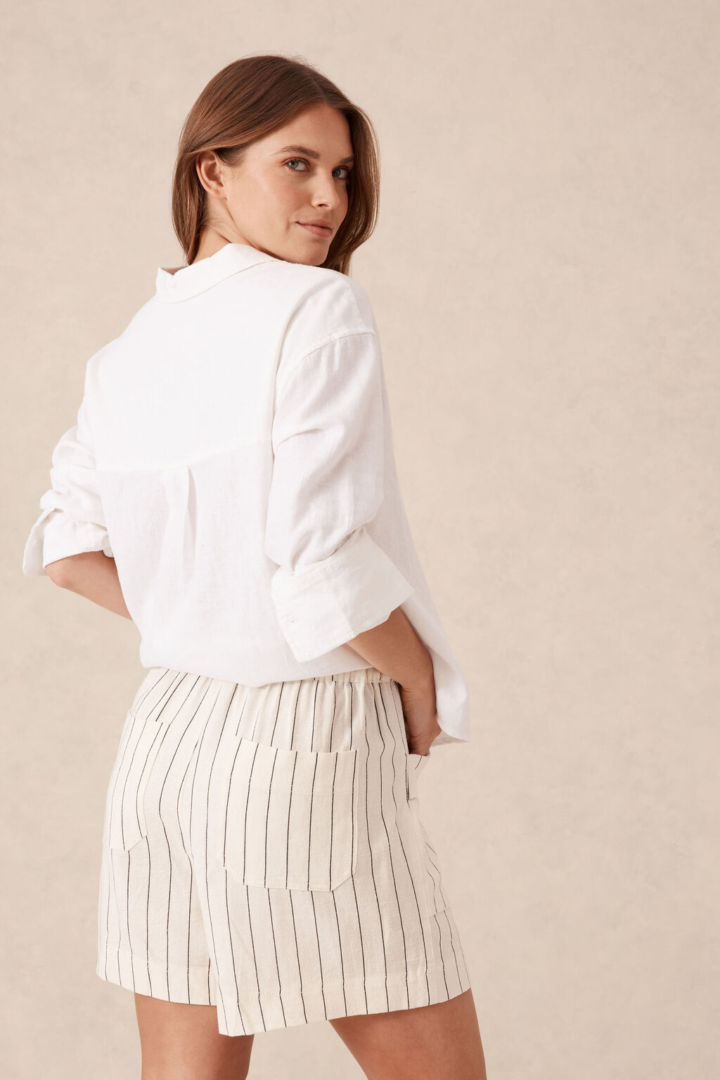 Panelled Pull On Shorts Pinstripe