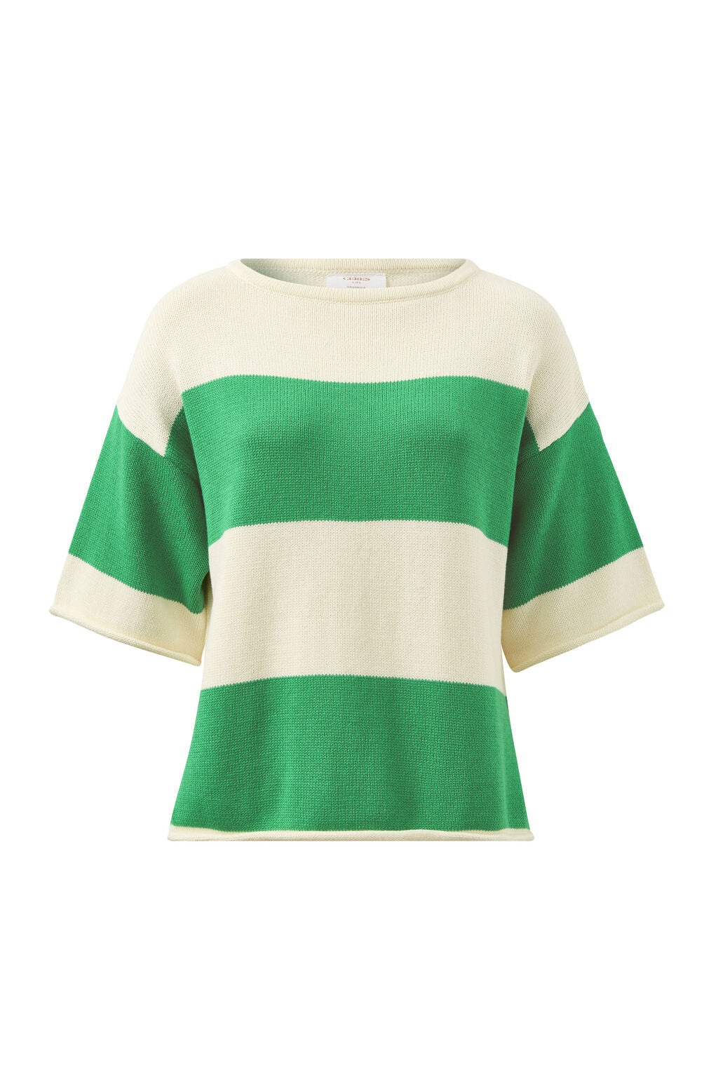 Ceres Boxy Knit Tee Grass/Eggshell Bold Stripe