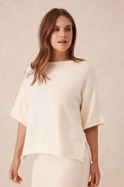 Ceres Boxy Knit Tee Eggshell